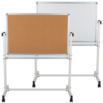 Emma and Oliver Double-Sided Mobile White Board with Pen Tray, 45.25W x  54.75H