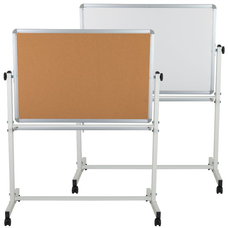 Flash Furniture HERCULES Series Reversible Mobile Cork Bulletin Board and White Board Stand with Pen Tray, 1 of 18