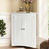 Costway Corner Storage Cabinet Freestanding Floor Cabinet Bathroom w/ Shutter Door White - 4 of 4