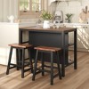 3-piece 45" Stationary Kitchen Island Set with 2 Seatings, Rubber Wood Butcher Block Dining Table Set Prep Table Set with 2 Open Shelves - 4 of 4