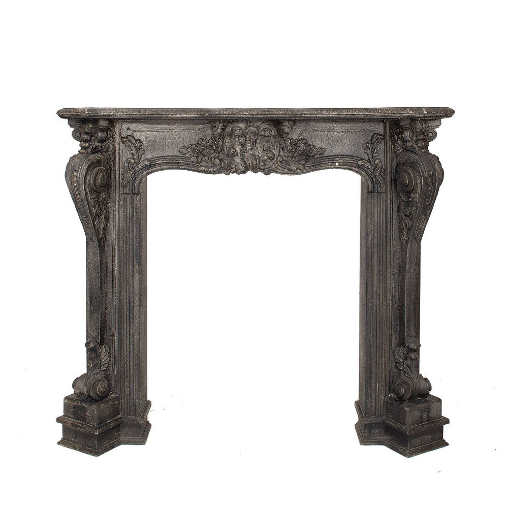 Photos - Electric Fireplace Storied Home Ornate Decorative Fireplace Mantel Black: Wall Mount, MDF Fra