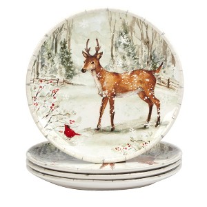 Set of 4 Winter's Walk Dinner Plates - Certified International - 1 of 3