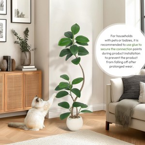 7FT Artificial Plants Rubber Tree  Faux Fiddle Leaf Fig Tree Indoor Artificial Trees Tall Plant Fake Tree Tropical Large Floor Tree Real Touch - 1 of 4