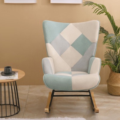 NicBex Accent Chair Rocking Chair Mid Century Modern Glider Rocking Chair with Patchwork Linen for Living Room, Bedroom