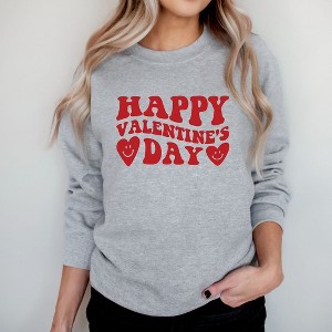 Simply Sage Market Women's Graphic Sweatshirt Happy Valentine's Day Heart - 1 of 4