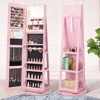 Tangkula 360° Rotating Mirrored Jewelry Cabinet Armoire 3 Color LED Modes Lockable - 3 of 4