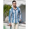 Men's Casual Striped Button Down Shirts Stretch Long Sleeve Vacation Beach Shirts - 3 of 4