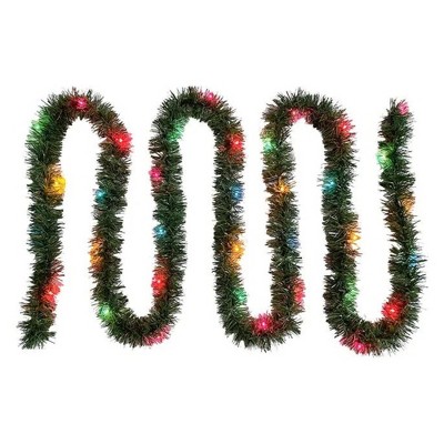 Kurt Adler Pre-Lit Incandescent Green Christmas Garland, Multicolored, 18ft