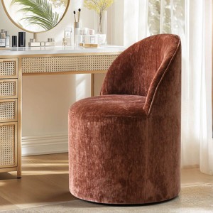 Upholstered Vanity Chair with Casters, Armless Chenille Makeup Chair with Wheels for Bedroom or Dressing Table-Maison Boucle - 1 of 4