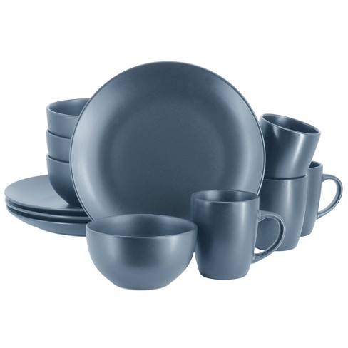 Gibson Home Everyday Plus 12 Piece Round Stoneware Dinnerware Set in Blue - image 1 of 4