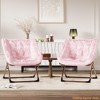 Bedroom Rabbit Fur Saucer Chair, Folding Comfy Lounge Chair with Metal Frame, Cozy Indoor Foldable Lazy Sofa for Kids, Teens & Adults, - 4 of 4
