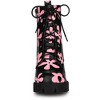 Allegra K Women's Printed Platform Round Toe Lace up Block Heel Combat Boots - 3 of 4