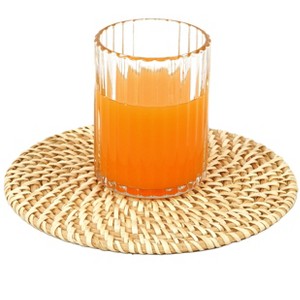 Vintiquewise Set of 4 Decorative Round Natural Woven Handmade Rattan Placemats - 1 of 4