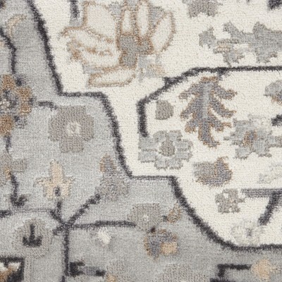 Ivory Grey Floral Medallion 5'3" x 7'3" Synthetic Area Rug