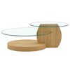 NicBex Artistic Double Layer Coffee Table with White Marble and Wood Grain Collision, Density Board Sticker and Reinforced Glass for Dining Room - 2 of 4