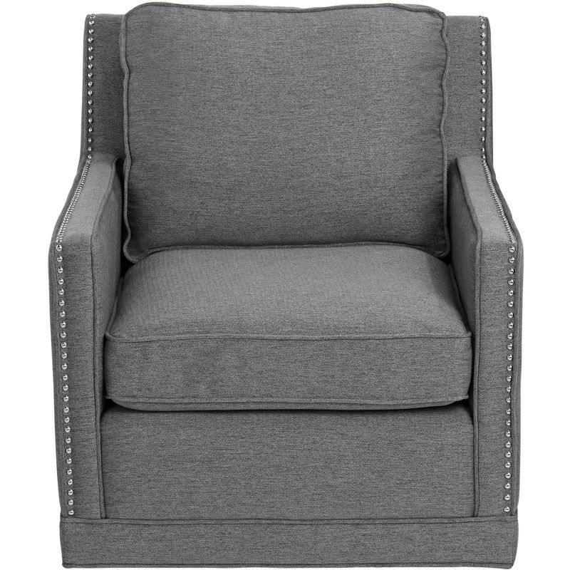Studio 55D Clinton Mica Gray Linen Fabric Swivel Chair, 5 of 10