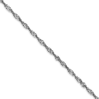 Black Bow Jewelry 1.9mm 14k White Gold Diamond Cut Singapore Chain Necklace