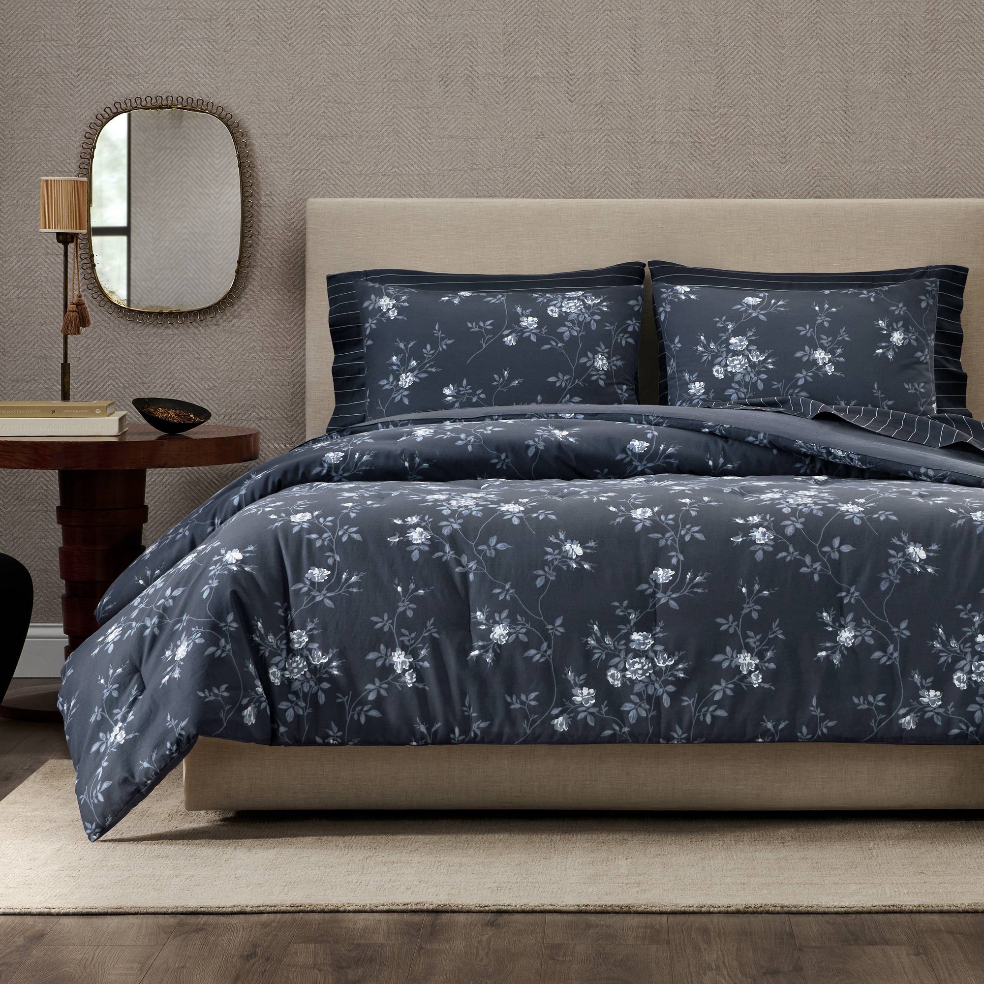 Jeremiah Brent Home 3pc California King Floral 'Palacio' Cotton Comforter Set Blue