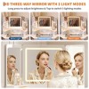 47" Corner Makeup Vanity Desk with Mirror and Light, Wooden Dressing Table with Glass Top & Charging Station, Makeup Vanity Table for Bedroom - 3 of 4