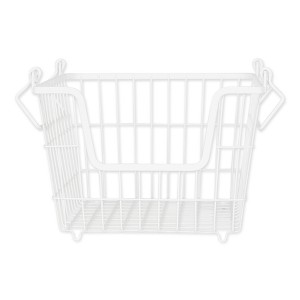 Metal Basket White Square Medium 11X11X8 - 1 of 4