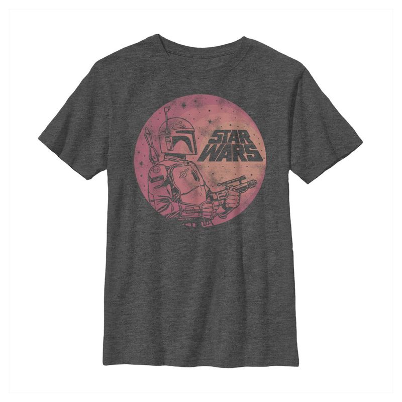 Boy's Star Wars Boba Fett Retro Circle T-Shirt, 1 of 5