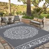 Outdoor Retro Reversible Woven Plastic Straw Rug Vintage Portable Large Area Rugs for Camping Garden Backyard Decor Waterproof Low Pile Picnic Mat - 3 of 4