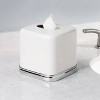 iDESIGN York Facial Tissue Box Cover Vintage White and Chrome - 4 of 4