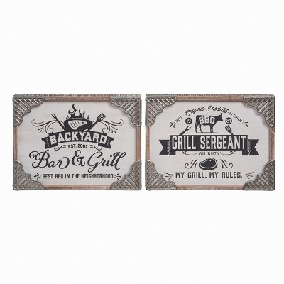 Transpac Wood BBQ Sign Set of 2 Spring Home Decorations