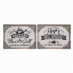 Transpac Wood BBQ Sign Set of 2 Spring Home Decorations - 1 of 1