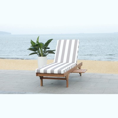 Transitional White Eucalyptus Outdoor Chaise Lounge with Cushions