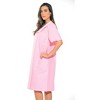 Dreamcrest Womens Short Sleeve Duster, Seersucker Gingham Housecoat/Women Sleepwear Embroidered Snap Front Nightgown - 2 of 3