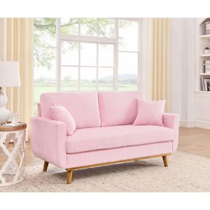 Racxily Modern Corduroy Sofa, 2 Seat Couch, Wooden Frame Loveseat for Living room, Apartment - 1 of 4
