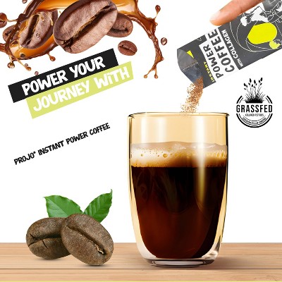 Projo Power Coffee with Collagen Bold Black Medium Roast Medium Dark Roast Instant Coffee - 1.98oz/4ct