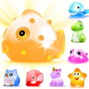 8-Piece Light-Up Animal Bath Toys, Color-Changing Floating Set for Bathtub and Pool - 1 of 4