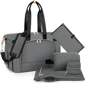 Itopfox Large Diaper Tote Bag with Changing Pad & Pacifier Case, Multi-Pocket Travel Baby Bag for Hospital & Maternity - 1 of 4