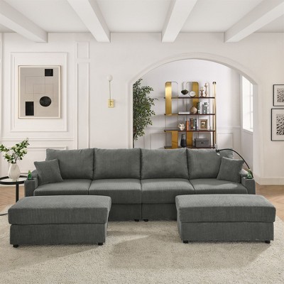 NicBex Couches for Living Room Accent Chair Sofa with Storage Armrest, Comfy Corduroy Upholstered Sofa Couch with Cup Holders and a Phone Holder