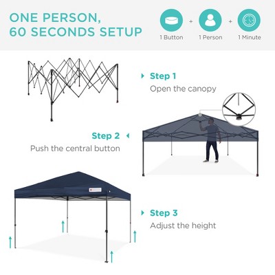 Blue 10x10ft Steel Pop-Up Canopy Tent with Wheeled Case
