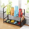 Water Bottle Organizer Double Layer Cup Holder Carbon Steel Storage Rack With Tray For Kitchen Tabletop - 2 of 4