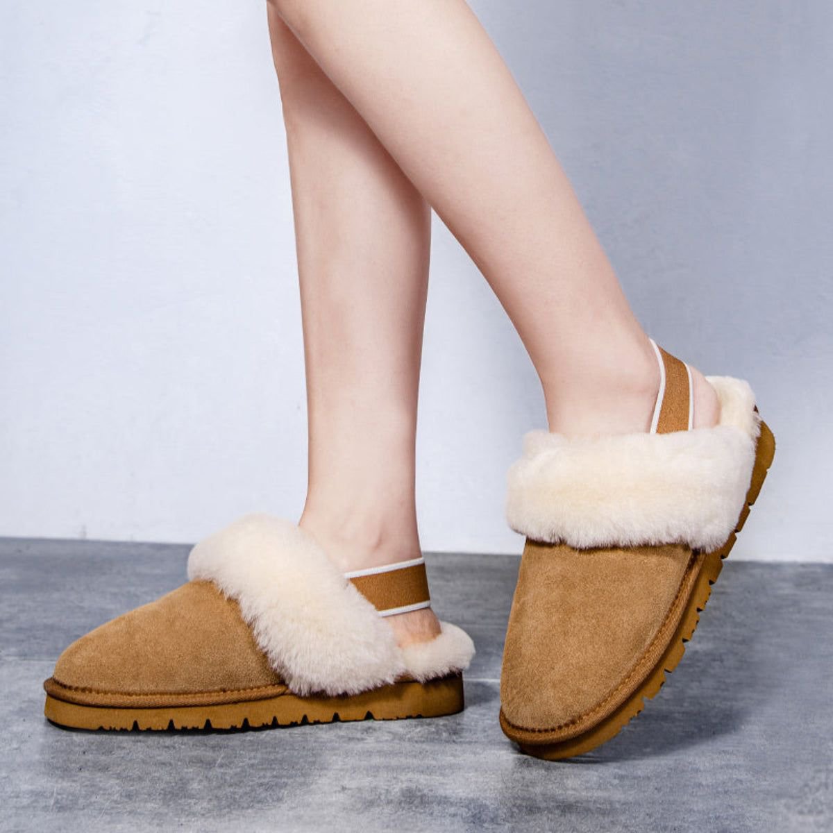 Женские тапочки Spring Women's Shearling and Suede Slingback Slippers CY2468, 7 — фото 2