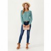 Anna-Kaci Women's Long Sleeve Square Neck Top with Front Pleat Detailing and Relaxed Fit - 2 of 4