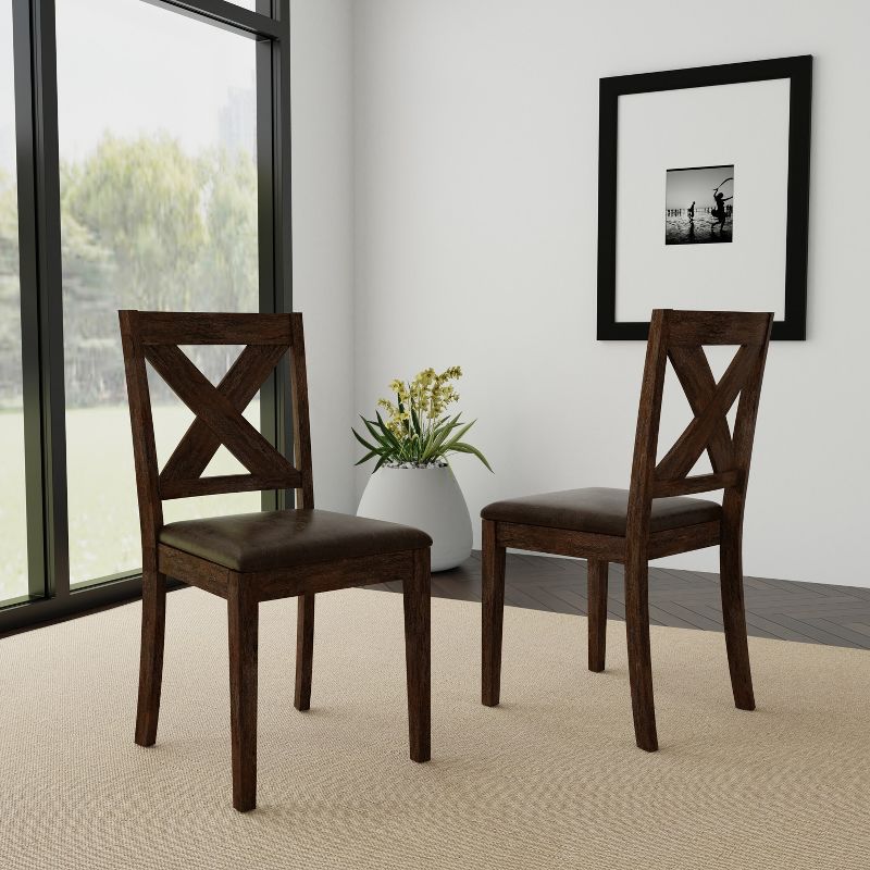 Set of 2 Spencer Wood X - Back Dining Chairs Dark Espresso Wire Brush - Hillsdale Furniture, 3 of 14