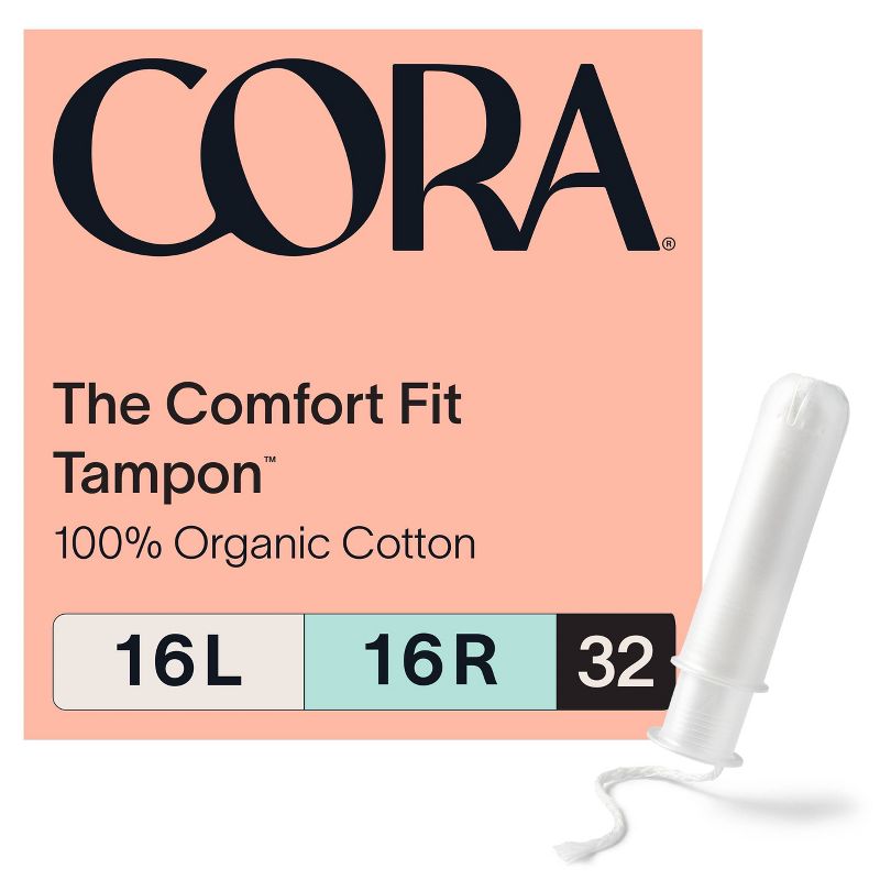 Cora Organic Cotton Tampons Mix Pack - Light/Regular Absorbency - 32ct, 1 of 10