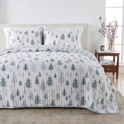Rustic Woodland Printed Reversible Quilt Set - Great Bay Home