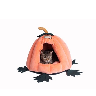Small Orange Velvet Pumpkin Shaped Pet Bed