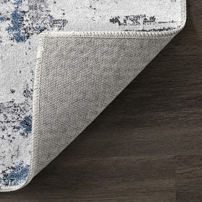 Eco-Friendly Reversible Abstract 8' Square Gray Synthetic Rug
