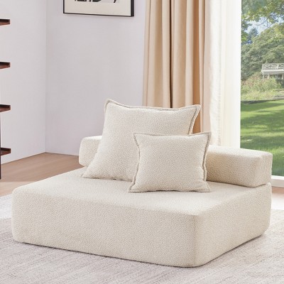 48" Boucle Modular Loveseat Frame with Fully Compressed Design