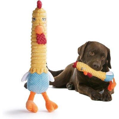 Nocciola 2 in 1 Chicken Lives Twice Dog Toy, Cute Stuffed Toys with Large Durable Rubber Squeaky Core, Chew Teething Toy for Aggressive Chewers