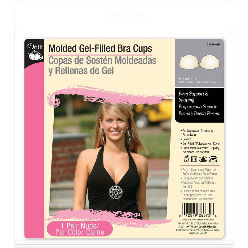 Dritz Molded Gel-Filled Adhesive Strapless Backless Bra Cups A/B Nude, 1 of 4
