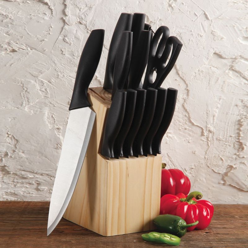 Gibsone Helston 14pc Stainless Steel Cutlery Set With Pine Wood Block, 3 of 6