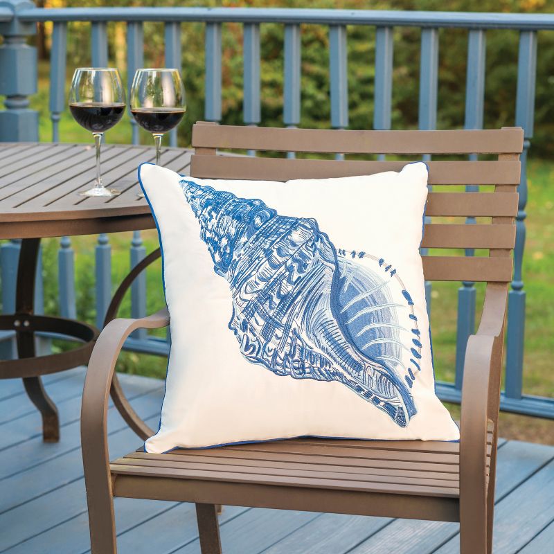 RightSide Designs Blue Conch Shell Embroidered Indoor / Outdoor Throw Pillow, 4 of 6